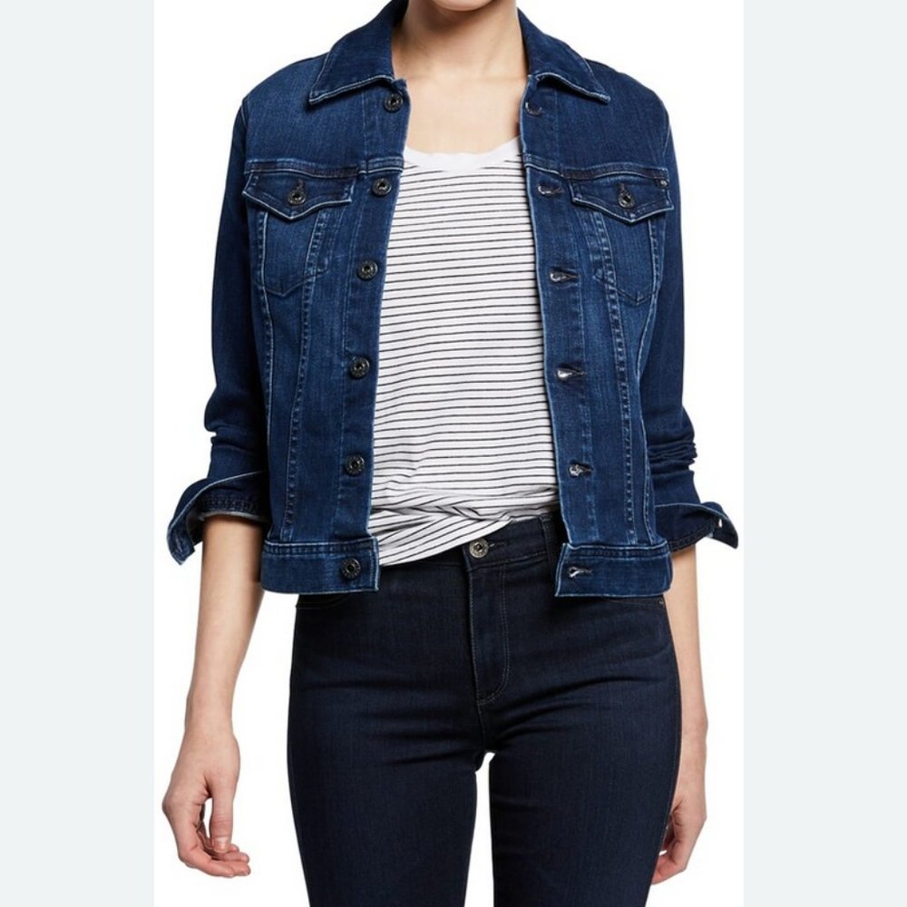 AG Adriano Goldschmied Robyn Size S Dark Denim Wash Robin Trucker Jeans Jacket